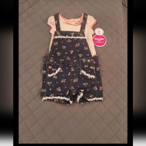Nannette Dark Blue Floral Kids Overalls